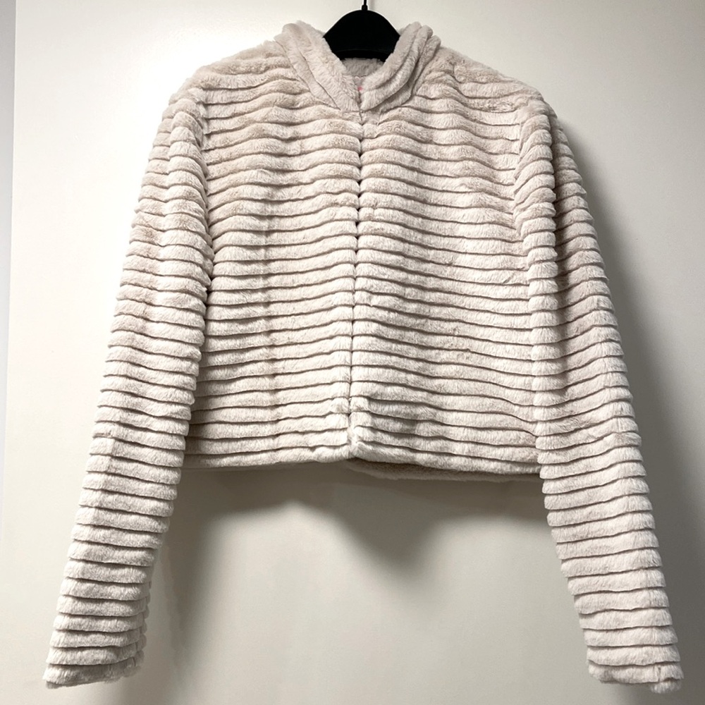 NEW Betsey Johnson Cream Ribbed Jacket